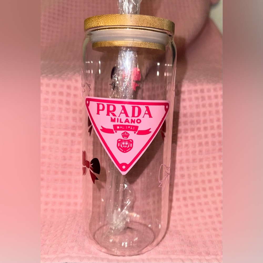 PRADA PINK BOWS BEER CAN GLASS
